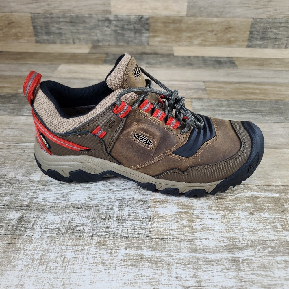Keen Ridge Flex Mens Hiking Boot 9 Timberwolf Ketchup Lace-Up Low Top Waterproof